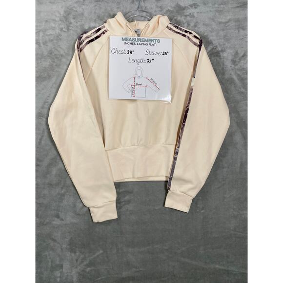 NEW Women’s Hoodie Adidas 3-Stripe Floral Crop Pullover Sweatshirt Jacket Top - Picture 9 of 9